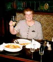 Blurry with Drink! Dot at the Pub, Bristol, England, UK. Summer of 1997.