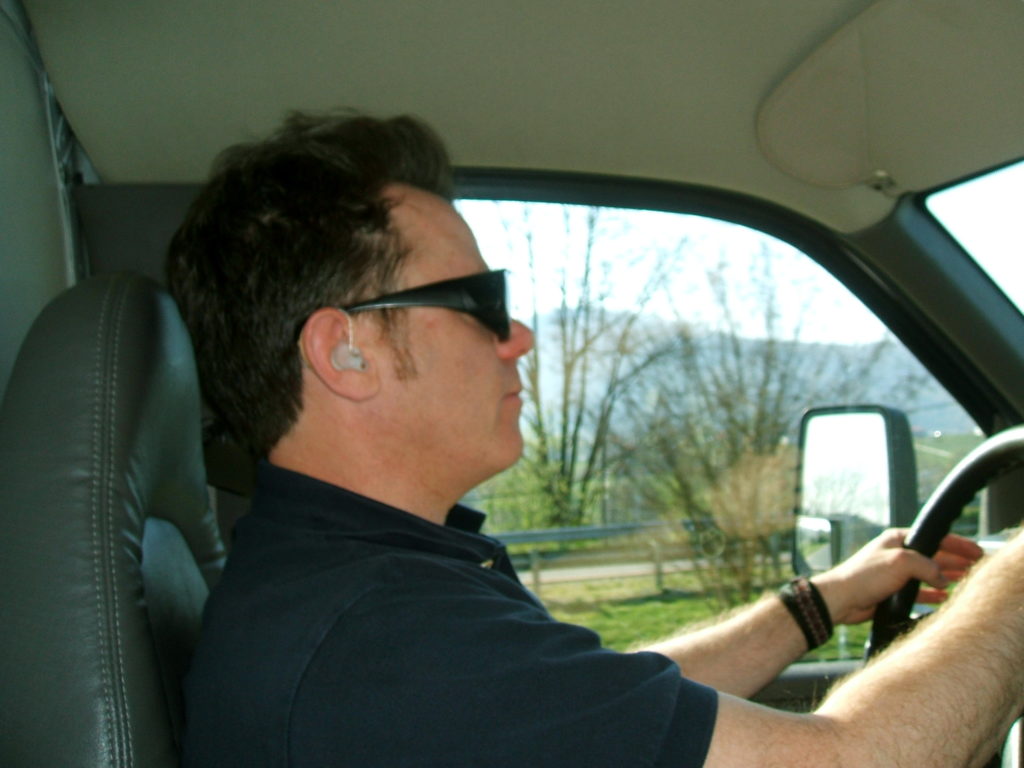 Dad perfectly poised driving across southwestern Virginia, April 2007. Photo by Morgan Bass.