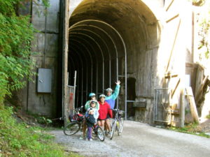 That's us, those crazy people! Snoqualmie Tunnel Entrance, Iron Horse Trail.