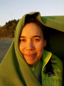 It's COLD out here in this wind! Kristina at Carkeek Park, Seattle. Friday 22 April 2011.