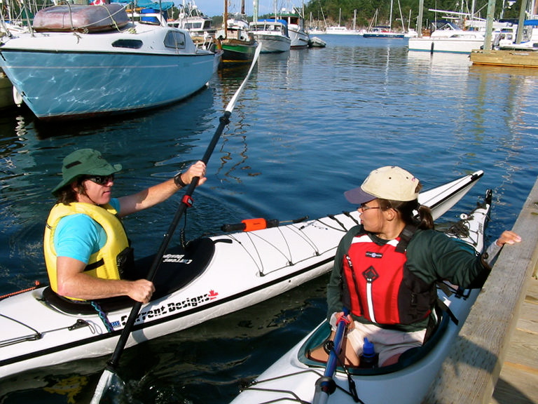 William & Kristina kayaking off Gabriola Island, Canadian Gulf Islands, BC. Early Summer of 2002.